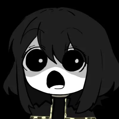 A chibi Zena with huge blank eyes and an open mouth in shock.