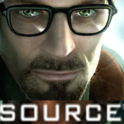 A close-up of Gordon Freeman from Half-Life with the word ‘SOURCE’.