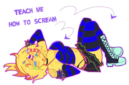 A cute striped creature being taught how to scream.