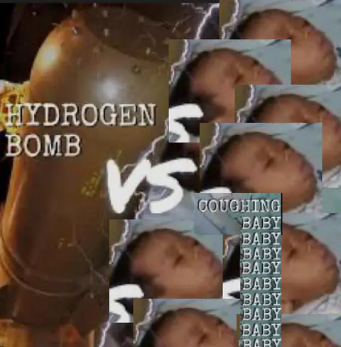 The ‘hydrogen bomb vs coughing baby’ meme rebuilt with game screenshots.